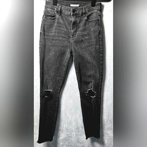 PacSun High Rise Jegging Distressed Ripped knee Black Raw Hem Jeans Size 28 EUC